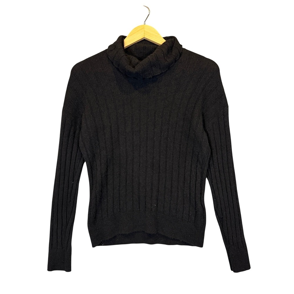 Naadam Turtleneck Sweater Womens M Black 100% Cashmere Ribbed Knit Quiet Luxury